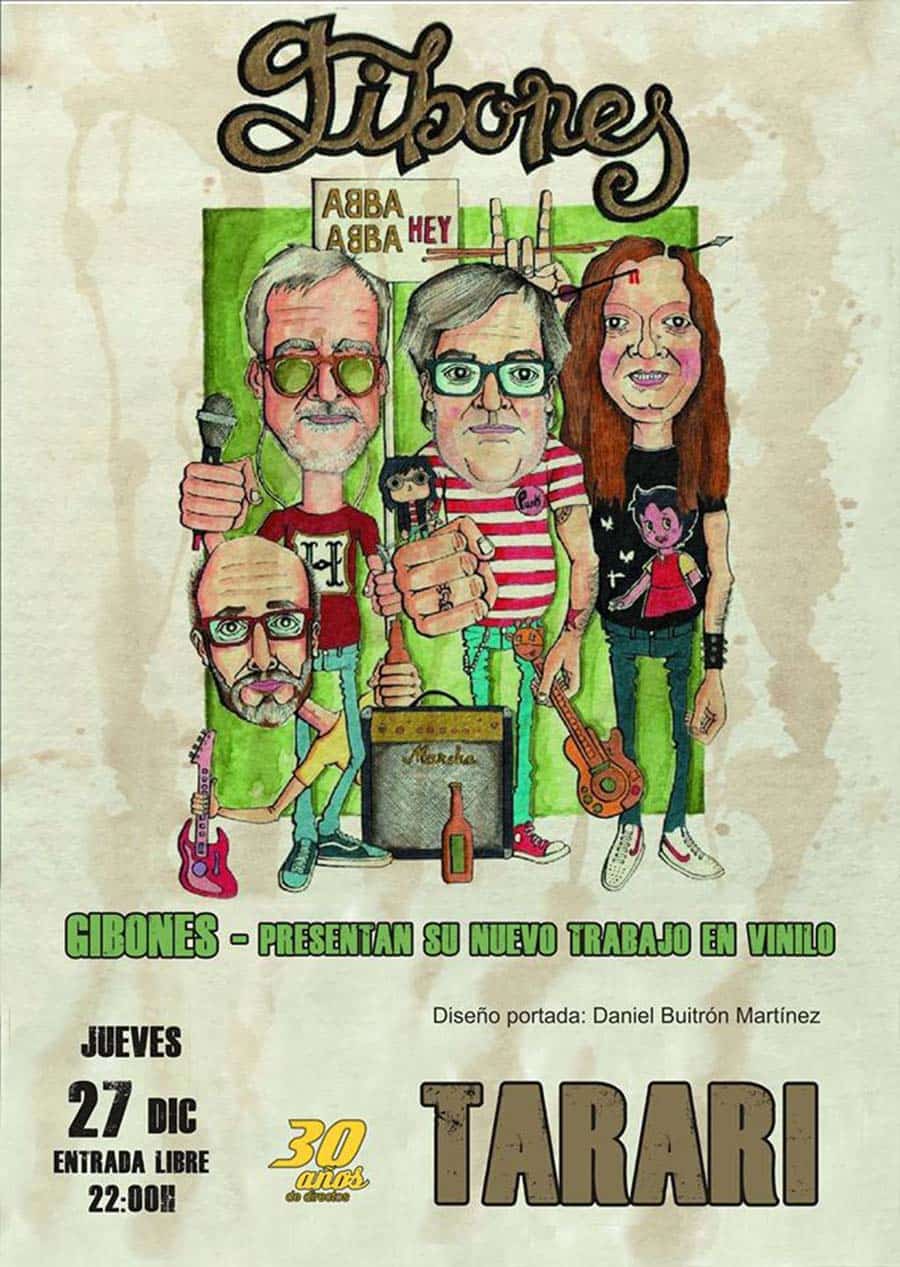 cartel concierto presentacion de disco gibones sala tarrari ponferrada el bierzo